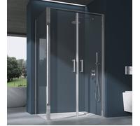 doporro Cabine de Douche Rectangulaire 80x100x195cm Ravenna66K avec Receveur de Douche Porte Pivotante en Verre Transparent de 8mm