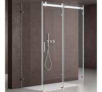 doporro Cabine de Douche Rectangulaire en Forme U 90x130x90cm | Paroi de Douche pour Un Seul Mur, Verre Transparent 8mm, Ravenna17-2Uk