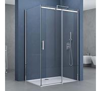 doporro Cabine de Douche Transparent 70x100cm avec Bac à Douche Porte Coulissante Paroi de Douche Rectangulaire en Angle Hauteur 195cm Montage Réversible Ravenna18K