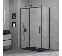 doporro Cabine de Douche Transparent 80x100cm avec Bac à Douche Porte Coulissante Paroi de Douche Rectangulaire en Angle Hauteur 195cm Montage Réversible Ravenna18K Schwarz