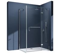 doporro Cabine de Douche Transparent en Angle 80x100cm Paroi de Douche Montage Réversible Rectangulaire Ravenna4K Verre de Sécurité 6mm Nano