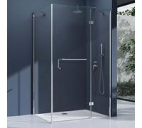 doporro Cabine de Douche Transparent en Angle 90x90cm Paroi de Douche Montage Réversible Rectangulaire Ravenna4K Verre de Sécurité 6mm Nano