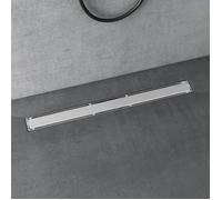 doporro Caniveau de Douche Italienne Extra Plate Chromé en Inox 80 cm Drain de Sol à Carreler avec Siphon et Filtre KE110