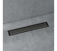 doporro Caniveau de Douche Italienne Extra Plate Gris en INOX 50 cm Drain de Sol à Carreler avec Siphon et Filtre KE110