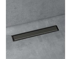 doporro Caniveau de Douche Italienne Extra Plate Gris en INOX 50 cm Drain de Sol à Carreler avec Siphon et Filtre KE110