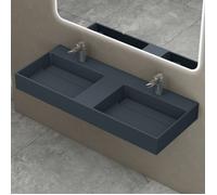 doporro Double Lavabo Suspendu Gris Noir Mat 120cm Double Vasque à Poser Lave Mains Rectangulaire de Qualité pour Salle de Bain 120x48x13cm Colossum12