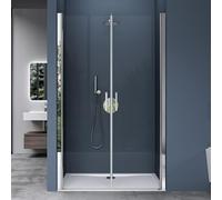 doporro Double porte de douche transparent 100cm Paroi de douche à l'italienne autolevante pivotante 100x195cm Teramo24 verre ESG Nano anti-calcaire