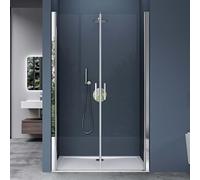 doporro Double porte de douche transparent 105cm Paroi de douche à l'italienne autolevante pivotante 105x195cm Teramo24 verre ESG Nano anti-calcaire
