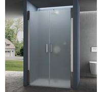doporro Double Portes de Douche à L'italienne Opaque 80x195cm Parois Autolevantes Pivotantes Teramo24VS avec Traitement NANO Anti-calaire