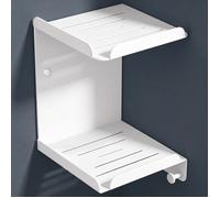 doporro Étagère de Douche d'Angle Murale Rangement de 2 Niveaux avec 3 Crochets Serviteur de Douche Blanc Reglo-14