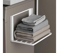 doporro Étagère de Rangement Murale Pliable Porte-Serviettes Magnétique | Blanc Mat, Acier au Carbone, sans Perçage, pour Buanderie Salle de Bain et Cuisine, Folda01