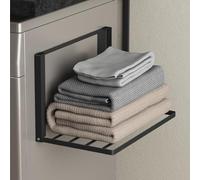 doporro Étagère de Rangement Murale Pliable Porte-Serviettes Magnétique | Noir Mat, Acier au Carbone, sans Perçage, pour Buanderie Salle de Bain et Cuisine, Folda01
