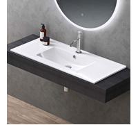 doporro Lavabo à Encastrer Blanc Vasque en Céramique Lave Mains Rectangulaire de Qualité pour Salle de Bain 101x47x18cm Brüssel912