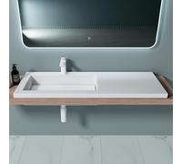 Sogood Lavabo à Encastrer Blanc Vasque en Fonte Minérale Lave Mains Rectangulaire de Qualité pour Salle de Bain 120x46x14cm Colossum820