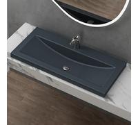 doporro Lavabo à Encastrer Vasque Gris Noir Mat Solid Surface 100x48x13cm