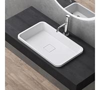 doporro Vasque à Encastrer Lavabo Blanc Mat 53 x 33 x 10,5cm Lave Mains Rectangulaire avec Cache Bonde Colossum104