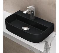 doporro Lavabo à Poser Noir Mat Vasque Suspendu en Céramique Lave Mains Rectangulaire de Qualité pour Salle de Bain 38x23,5x8cm Bruxelles003