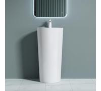doporro Lavabo Colonne Rond Blanc Vasque sur Pied Solid Surface Lave Mains pour Salle de Bain 45x45x90cm Colossum35