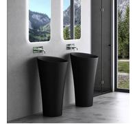 doporro Lavabo Colonne Vasque sur Pied Lave Mains Rond Noir 42x42x85cm | Solid Surface, pour Salle de Bain, Colossum33