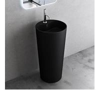 doporro Lavabo Colonne Rond Noir Mat Vasque sur Pied Colossum35 Solid surface 45x45x90cm