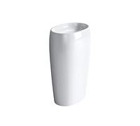 doporro Lavabo sur Pied Blanc Vasque Colonne en Fonte Minérale Lave Mains Ovale pour Salle de Bain 53,5x36x85cm Colossum32