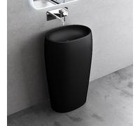doporro Lavabo Colonne Vasque sur Pied Lave Mains Ovale Noir 53,5x36x85cm