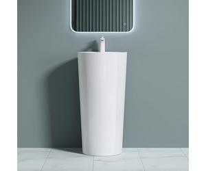 doporro Lavabo Colonne Vasque sur Pied Lave Mains Rond Blanc 45x45x90cm