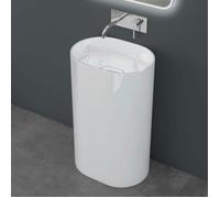 doporro Lavabo sur Pied Vasque Colonne Lave Mains Ovale Blanc 52x38x85cm | Solid Surface, pour Salle de Bain, Colossum45