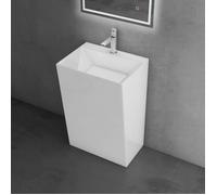 doporro Lavabo sur Pied Blanc Vasque Colonne en Fonte Minérale Lave Mains Rectangulaire pour Salle de Bain 60x45x90cm Colossum40