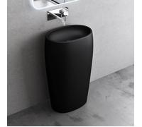 doporro Lavabo Colonne Vasque sur Pied Lave Mains Ovale Noir 53,5x36x85cm | Solid Surface, pour Salle de Bain, Colossum32