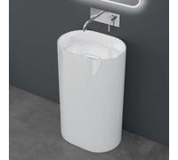 doporro Lavabo sur Pied Vasque Colonne Lave Mains Ovale Blanc 52x38x85cm