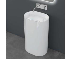 doporro Lavabo sur Pied Vasque Colonne Lave Mains Ovale Blanc 52x38x85cm | Solid Surface, pour Salle de Bain, Colossum45