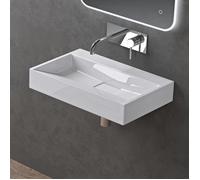 doporro Lavabo Suspendu avec Bonde Vasque à Poser Blanc 60x38x11cm Lave Mains Rectangulaire sans Perçage Colossum19