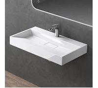 doporro Lavabo Suspendu avec Bonde Vasque à Poser Blanc 70x46x11cm Lave Mains Rectangulaire avec Perçage Colossum19