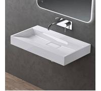 doporro Lavabo Suspendu avec Bonde Vasque à Poser Blanc 70x46x11cm Lave Mains Rectangulaire sans Perçage de Robinet Colossum19