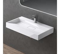 doporro Lavabo Suspendu avec Bonde Vasque à Poser Blanc 80x46x11cm Lave Mains Rectangulaire avec Per?age de Robinet Colossum19