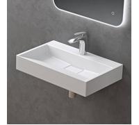 doporro Lavabo Suspendu avec Bonde Vasque à Poser Blanc Mat 50x38x11cm Lave Mains Rectangulaire avec Perçage de Robinet Colossum19