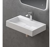 doporro Lavabo Suspendu avec Bonde Vasque à Poser Blanc Mat 50x38x11cm Lave Mains Rectangulaire avec Perçage de Robinet Colossum19