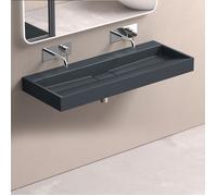doporro Lavabo Suspendu avec Bonde Vasque à Poser Gris Noir Mat 120x46x11cm Lave Mains Rectangulaire sans Perçage Colossum19