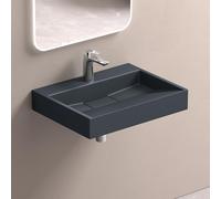 doporro Lavabo Suspendu avec Bonde Vasque à Poser Gris Noir Mat 50x38x11cm Lave Mains Rectangulaire avec Perçage de Robinet Colossum19