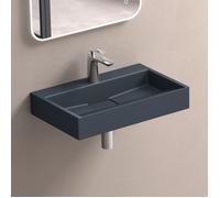 doporro Lavabo Suspendu avec Bonde Vasque à Poser Gris Noir Mat 60x38x11cm Lave Mains Rectangulaire avec Perçage Colossum19