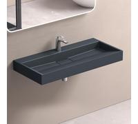 doporro Lavabo Suspendu avec Bonde Vasque à Poser Gris Noir Mat 90x46x11cm Lave Mains Rectangulaire avec Per?age de Robinet Colossum19