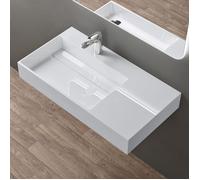 doporro Lavabo Suspendu Blanc 100cm Vasque à Poser avec Bonde Lave Mains Rectangulaire 100x48x13cm Colossum12-L