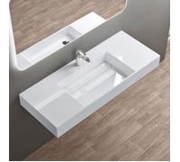 doporro Lavabo Suspendu Blanc 120cm Vasque à Poser avec Bonde Lave Mains Rectangulaire 120x48x13cm Colossum12