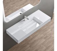 doporro Lavabo Suspendu Blanc 120cm Vasque à Poser Lave Mains Rectangulaire de Qualité pour Salle de Bain 120x48x13cm Colossum12