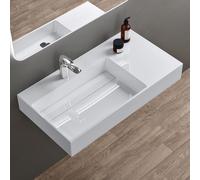 doporro Lavabo Suspendu Blanc 90cm Vasque à Poser Lave Mains Rectangulaire de Qualité pour Salle de Bain 90x48x13cm Colossum12-L