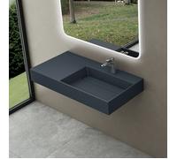 doporro Lavabo Suspendu Vasque à Poser Lave Mains Rectangulaire 100x48x13cm | Gris Noir Mat pour Salle de Bain, Colossum12-R