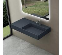 doporro Lavabo Suspendu Gris Noir Mat 100cm Vasque à Poser Lave Mains Rectangulaire de Qualité pour Salle de Bain 100x48x13cm Colossum12-R