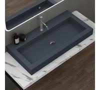 doporro Lavabo Suspendu Vasque à Poser Gris Noir Mat 100cm Lave Mains Rectangulaire Colossum18 100x48x10cm