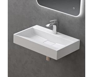 doporro Lavabo Suspendu Vasque à Poser Lave Mains Rectangulaire 60x38x11cm
